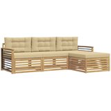 vidaXL Zunanja garnitura za sedenje 4 pcs Bela in bež Poliester, (5000280241) | Shoptok.si