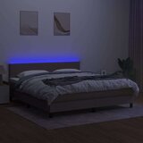  Box spring s madracem LED smeđesivi 180x200 cm tkanina | shoptok.hr