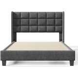 Lumor Oblazinjena postelja iz lanene tkanine – 140x200 cm – z vzglavjem in letveno podlago – siva, (22151139) | Shoptok.si