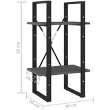 Ormarić za knjige s 2 razine sivi 40 x 30 x 70 cm od borovine | shoptok.hr