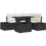 vidaXL Set za vrtni kauč s jastučićima - 5 komada, crni poliratan | shoptok.hr