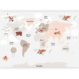  Foto tapeta - Map in Shades of Beige - Continents With Animals 100x70 Vodootporna | shoptok.hr