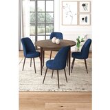 Hanah home Tor - Baroque, Navy Blue BaroqueNavy Blue Dining Table & Chairs Set (5 Pieces) | ePonuda.com