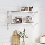 The Living Store Stenske police 2 kosa 75x23,5 cm srebrna nerjaveče jeklo - Stenska Polica, (21554694) | Shoptok.si