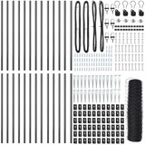 vidaXL šestkotna ograja siva 0.6x50 m jeklo, stebri za ograje s konico 13 kos Ø32 mm 80 cm pocinkano jeklo | Shoptok.si