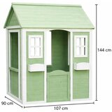 GINGER Home dječja drvena kućica za igru na otvorenom, zeleno i bijelo, 107 × 90 × 144 cm | shoptok.hr