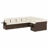  9-dijelni set vrtnih sofa s jastucima poliratan smeđi | shoptok.hr