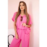 Kesi Włoski Viscose blouse + pants set pink | shoptok.hr