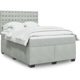  The Living Store Box spring postelja z vzmetnico svetlo siva 140x200 cm žamet - Box Spring Postelja, (21491862) Cene