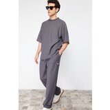 Trendyol Men's Anthracite Oversize/Wide-Fit Textured Wide Leg Labeled Sweatpants | shoptok.hr
