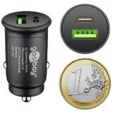 Goobay Dual-USB Auto Fast Charger USB-C avtomobilski polnilnik, črn | Shoptok.si