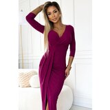 Numoco Long shiny dress with a neckline and slit on the legs | Shoptok.si