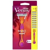Gillette Ženski aparat za brijanje Venus Simply3 Miami, 8 dopuna, Narandžasti Cene
