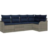 vidaXL Vrtna sedežna garnitura z blazino 5 pcs Siva Poly ratan, (5000063081) | Shoptok.si