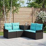  Set sofe 5 kom. Crna i Plava Poli Rattan i čelik | shoptok.hr