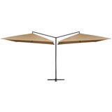 vidaXL Dvostruki suncobran s čeličnom šipkom 250 x 250 cm smeđe-sivi | shoptok.hr