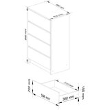 AKORD Komoda, 4 Predali, Bela, (5000332390) | Shoptok.si
