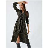 Koton Belted Leopard Midi Shirt Dress
