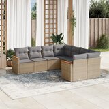  8-dijelni set vrtnih sofa s jastucima bež od poliratana | shoptok.hr