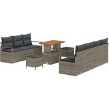  Set vrtnih sofa od 10 dijelova s jastucima siva poli ratan akacija dvosed vrtna sofa s pohranom i jastucima siva poli ratan se Cijene