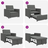  3-v-1 Enosobni Kavč, Sedežna Postelja Temno Siva Tkanina | Shoptok.si