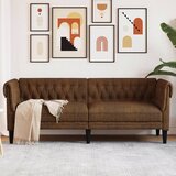 vidaXL Trosjed Chesterfield smeđi od tkanine | shoptok.hr