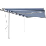 vidaXL ročno zložljiva tenda s stebrički 4x3,5 m modra in bela | Shoptok.si