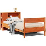 vidaXL Knjižna postelja brez vzmetnice vošč. rjava 90x190 cm borovina | Shoptok.si