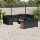 vidaXL 14-dijelni set vrtnih sofa s jastucima poliratan crni | shoptok.hr