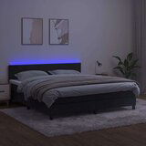 vidaXL Krevet box spring s madracem LED crni 160x200 cm baršun | shoptok.hr