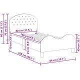  Krevet za djecu s uzglavljem Tamnosiva 80 x 160 cm Baršun | Shoptok.si