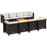  The Living Store Vrtna sedežna garnitura 9-delna z blazinami črn poli ratan - Vrtna Sedežna Garniture, (21461890) | Shoptok.si