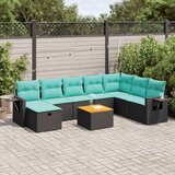  Vrtna garnitura - 9-dijelni set vrtnih sofa s jastucima crni od poliratana - Crna sa spremištem 1 | shoptok.hr