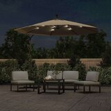  Previsni senčnik LED luči in kovinski drog 300 cm taupe, (20610827) | Shoptok.si