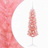  Umjetno usko božićno drvce s kuglicom 150 cm 150 LED lampica - 150 cm s LED žaruljama i bijelim kuglicama | shoptok.hr