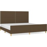 The Living Store Posteljni okvir z vzglavjem temno rjav 200x200 cm blago - Posteljni Okvir Z Vzglavjem, (21525358) | Shoptok.si