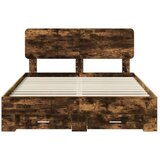  Okvir za krevet s uzglavljem Dimljeni hrast 150 x 200 cm | shoptok.hr