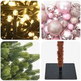  Umjetno božićno drvce s kuglicom 180 cm 300 LED lampica - Zelena 180 cm s LED-ima i ružičastim lopticama | shoptok.hr