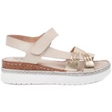 GOODIN Beige platform sandals with metallic embellishment | Shoptok.si