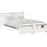 vidaXL Konstrukcija postelje Bela 150 x 200 cm Trdna borovina | Shoptok.si