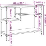  Konzolni stol s policama siva boja hrasta 100 x 35 x 75 cm | shoptok.hr