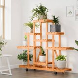  Stalak za cvijeće s kotačima 110x25x101 cm od masivne jelovine | shoptok.hr