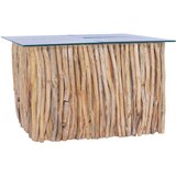  Stolić za kavu sa staklenom površinom 66x66x40 cm od tikovine | shoptok.hr