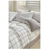 Mila Home Bijela/siva posteljina za krevet za jednu osobu/za produženi krevet od renforce pamuka s uključenom plahtom/3-dijelna 160x220 cm Checkered – | shoptok.hr