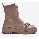 S. BARSKI Women's Glossy Ankle Boots Brogues with Decoration Beige SBarski | ePonuda.com