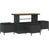 vidaXL 9-delni set vrtnog kavča z blazinami Črn poli ratan akacija | Shoptok.si