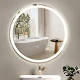Svetlobno ogledalo za kopalnico - Okroglo 60 cm LED, stensko, stikalo na dotik, proti megli, IP44, nastavljivo 3000K-6500K, (22149681)