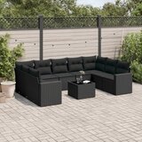 vidaXL 10-dijelni set vrtnih sofa s jastucima crni od poliratana | shoptok.hr