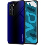 Cadorabo Ohišje, združljiv s Huawei - Stripe Optics v kobaltu vijolični - zaščitni pokrov iz silikona TPU in hrbet iz kaljenega stekla, (20578176) | Shoptok.si