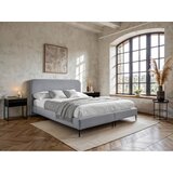 MID.YOU POSTELJA BOXSPRING x , tekstil, leseni material svetlo siva | Shoptok.si